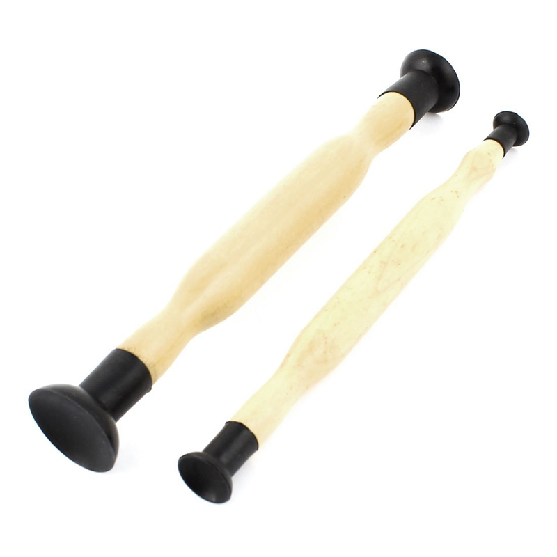 Double Ended Wooden Grip Valve Grinding Stick Lapping Tool S