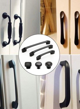 Wardrobe Door Handle Aluminum Alloy Matte Black Handle Black