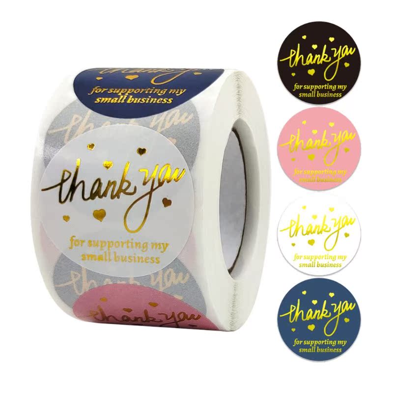 500 Pcs/roll Exquisite Thank You Sticker Labels Foil Letters