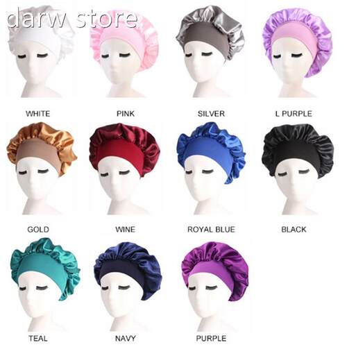 1p Silk Hea1d Wrawp Shojer Cap Adust Solid cSatin Bonnet Hai