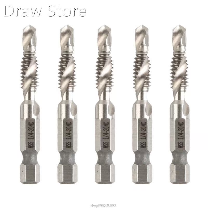 5Pcs HSS 1/4-20NC Hand Tools 6.35mm Composite Hex Shank Dril