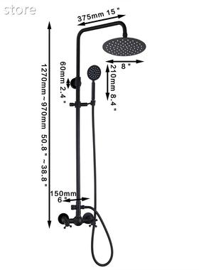 JIESNI Matte Black 8 Inuch Bathr1oom howeer Fact Wall Mounte