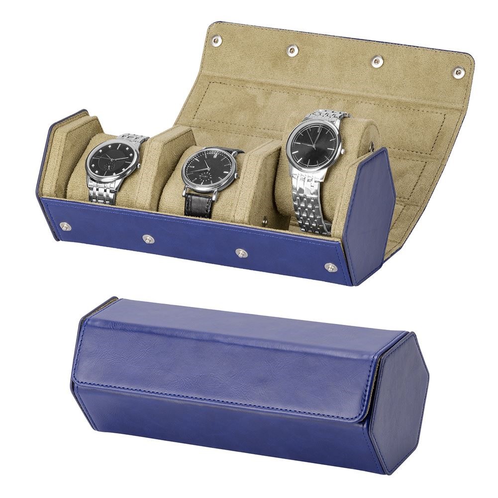 Hexagonal Watch Roll Storage Case Portable 3 Slot Travel Org