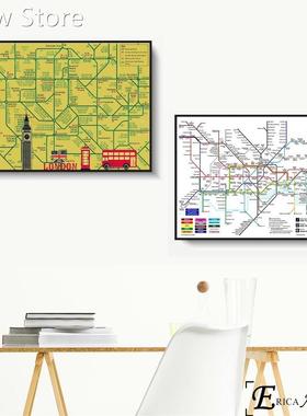 New York London Subway Map Vintage Wall Art Canvas Painting