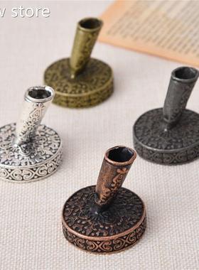 1PC VintageFeataher PenStand Crve1 Patterns De signe d Metal