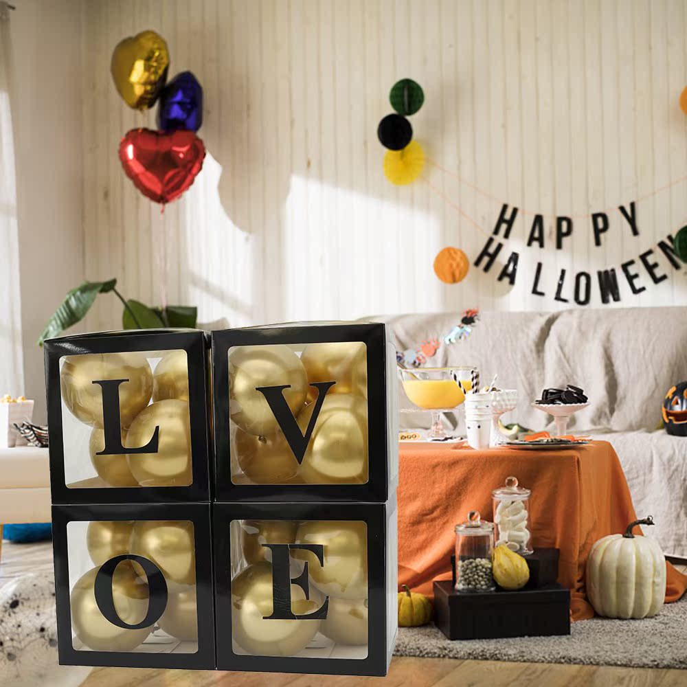 4pcs LOVE Balloon Box Transparent Balloon Box Wedding Birthd