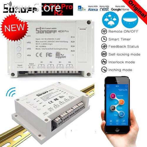 Sonoff Smart Switch 4CH R3/ 4CH PRO R3 Wifi Switch Module 4