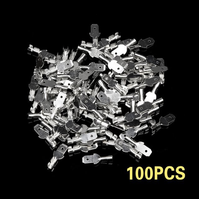 100Pcs  Silver 4.8mm Electrical Wire Insulated Crimp Termina