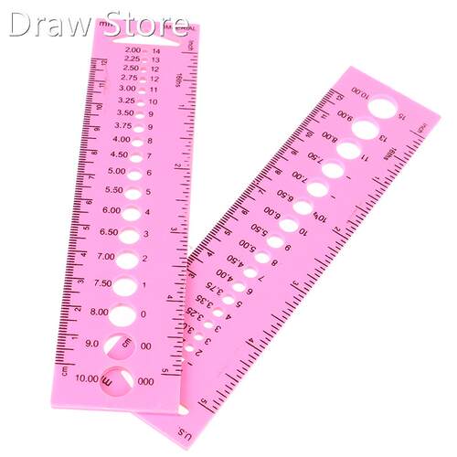 2PC All In One Measure Ruler 适用于 Knitting Needle 2.0mm-10