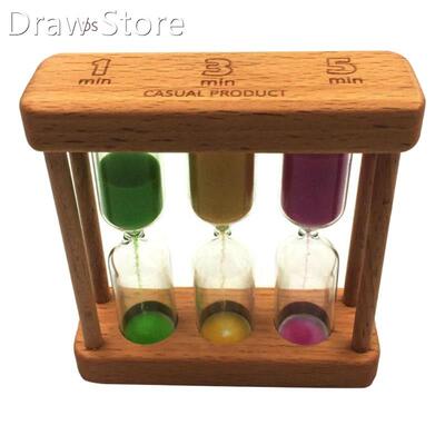 3 in 1 1+3+5 Minute Hourglass Wood Glass Sand Timer Kitchen