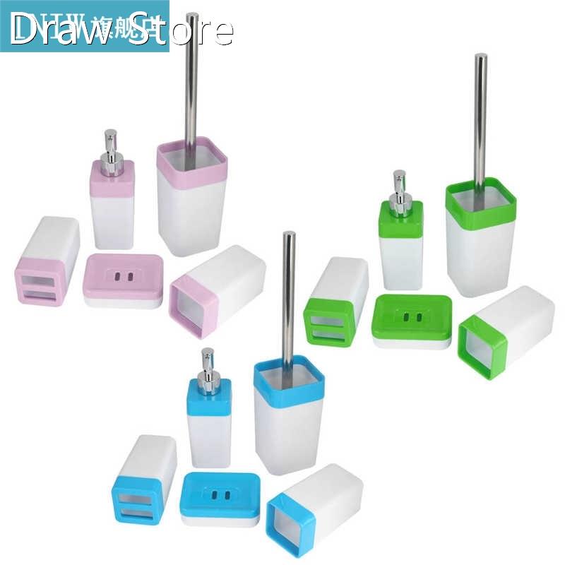 5Pcs/Set Bathroom Set Plastic Toothbrush Holder Rinse Cup So