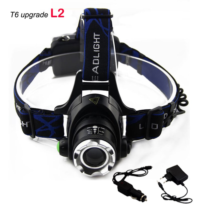 high lumens  xm-l2 led headlamp with charger headlight head