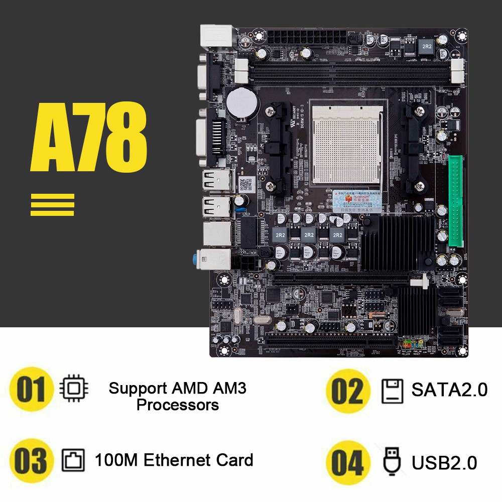 Brand New HUANANZHI A78 Motherboard M-ATX Dual Channels DRR3
