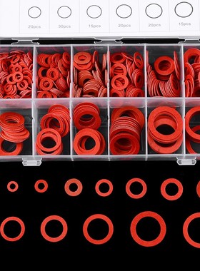 600pcs 12 Sizes Red Steel Paper Fiber Flat Washer Kit Insula