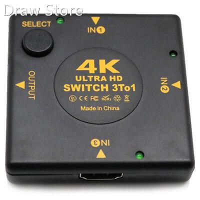 4K HDMI Switch Box Selector 3 In 1 Out kvm Audio Extractor H