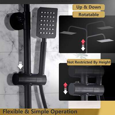 Bathroom Shower Faucet Set Matte Black Wall Mount Rainfall S