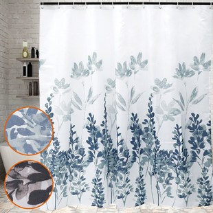 Shower Curtain with 12 Hooks Waterproof Bathroom Curtains Po