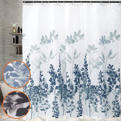 Shower Curtain with 12 Hooks Waterproof Bathroom Curtains Po