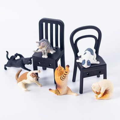 6Pcs Cat Figures Static 适用于m Multi-use PVC Micro Landscap