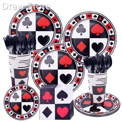 Poker Card Party Decoration Disposable Tableware Set Latex
