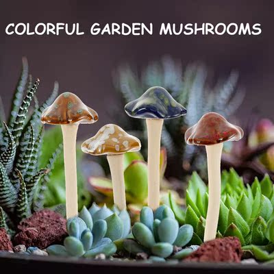 4 Pcs Ceramic Toadstools Simulation Mushroom Model Bonsai Or