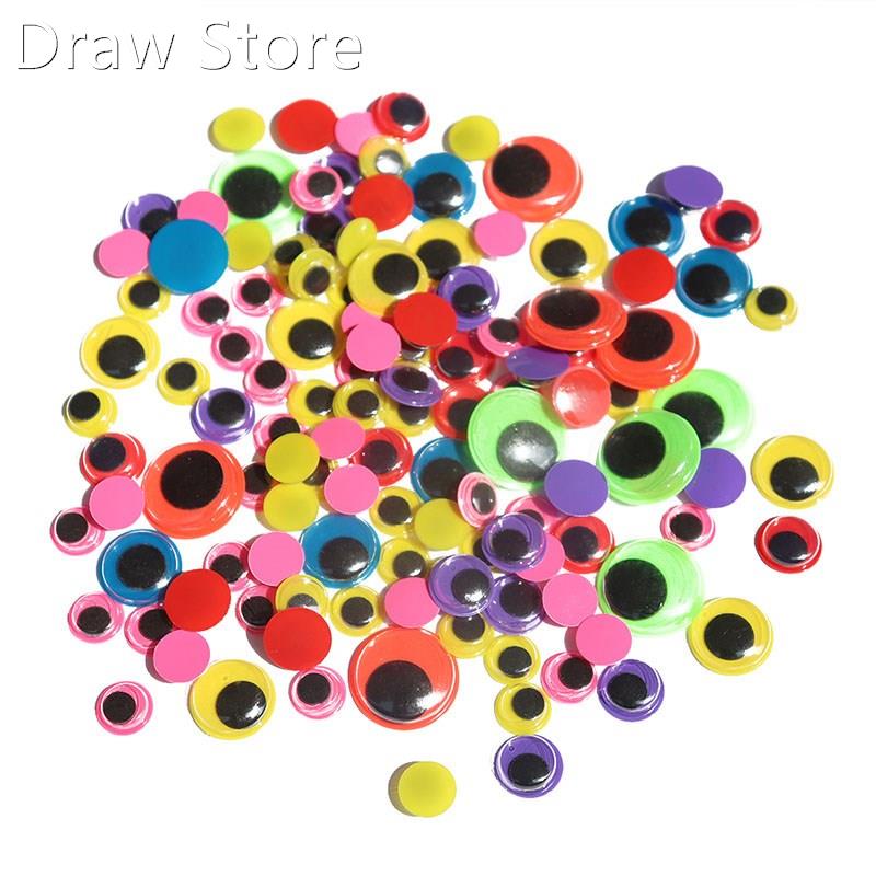 100Pcs 5-20mm Movable Eyes Plastic Wiggle Googly Eyes Self-A