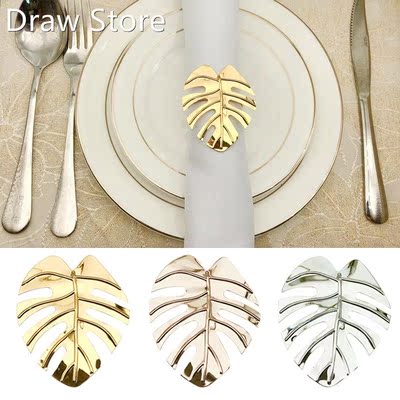 12pcs/set Leaves Napkin Rings Holders Decorative Napkin Buc