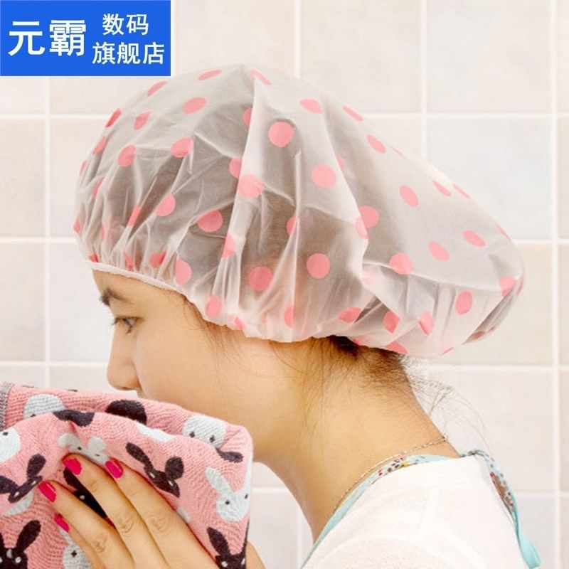 fashion waterproof wave point bath cap hat elastic shower ha