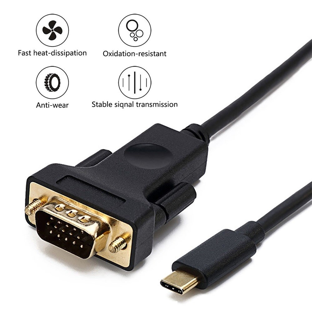 USB C to VGA Cable Type C USB3.1 to VGA Adapter Cable Projec