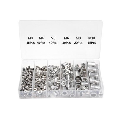 190pcs M3 M4 M5 M6 M8 M10 Rivet Nuts Aluminum Alloy Rivnut F