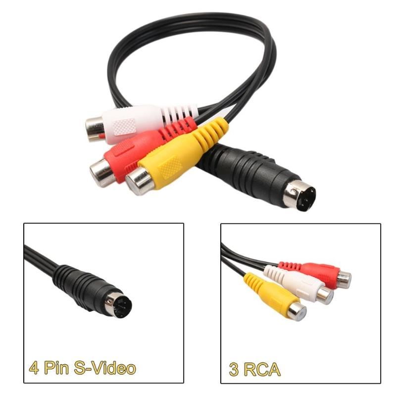 4 Pin S-Video to 3 RCA Female Adapter Cable for Laptop Compu