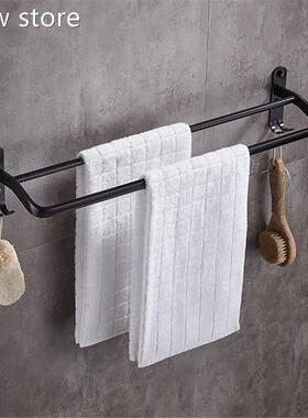50cm Blak ouble Bar lTowe1l DRack Wal Mcount Space Aluminum