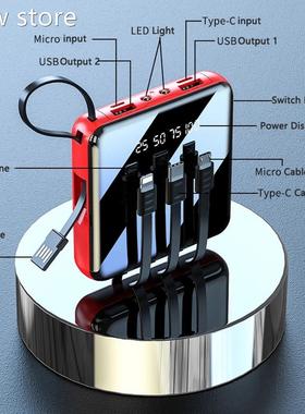 CASEIER Mini Power1 Ban k Wit0h 4 Cable0 1000mAh or2000mAh F