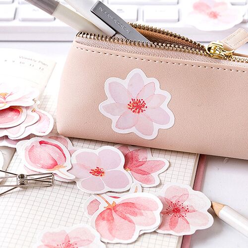 45pcs/pack Cherry Sakura Words Bullet Journal Decorative Sti