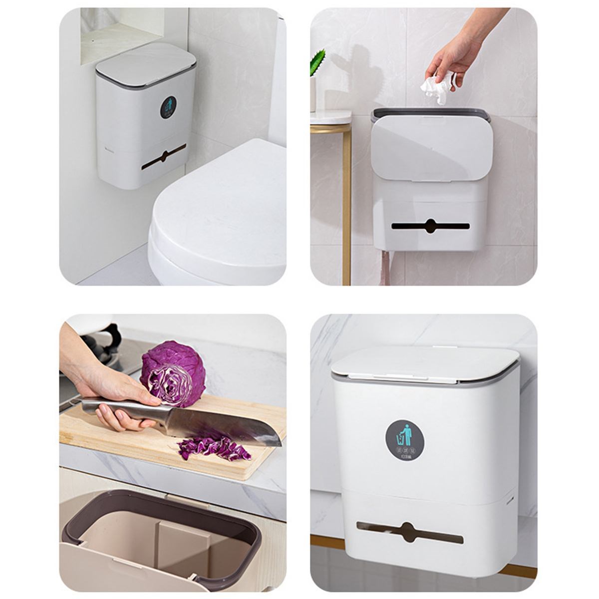 10L Trash Cabinet Bathroom Garbage BucketKitchen Waste Bin C