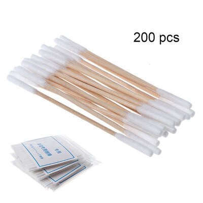 200Pcs/Box Wooden Cotton Swabs Double Head Cleaning Sticks f