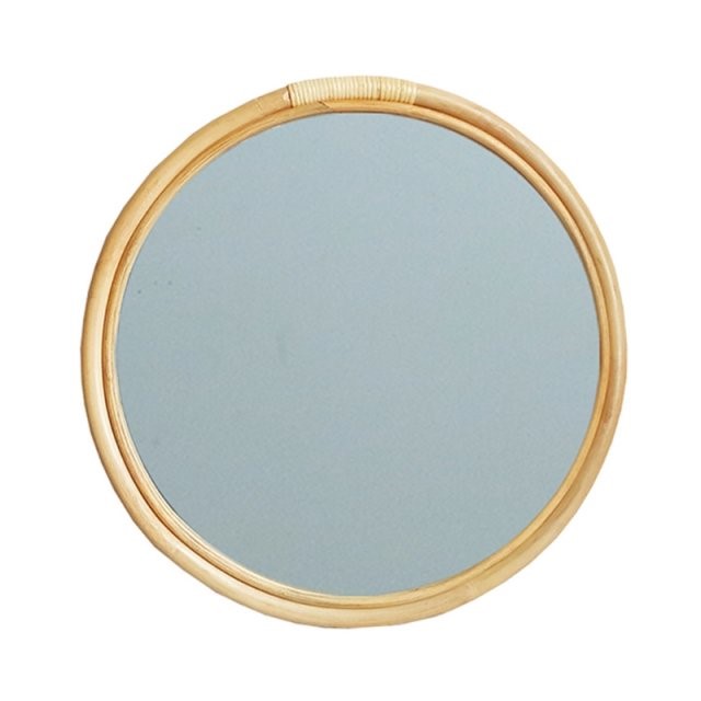 2022 New Rattan Circle Wall Mirror 16 Inch Round Dressing Mi