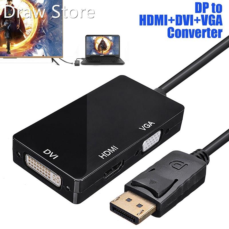 DP to HDMI DVI VGA Converter 3 in 1 DP Display Port Converto