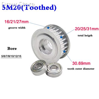 1Pcs 5M 20 Tooth 24 Tooth Idler Timing Pulley Double Side Be
