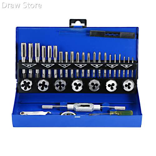 32 PCS Tap and Die Set Metric Wrench Cut M3-M12 Hand Threadi