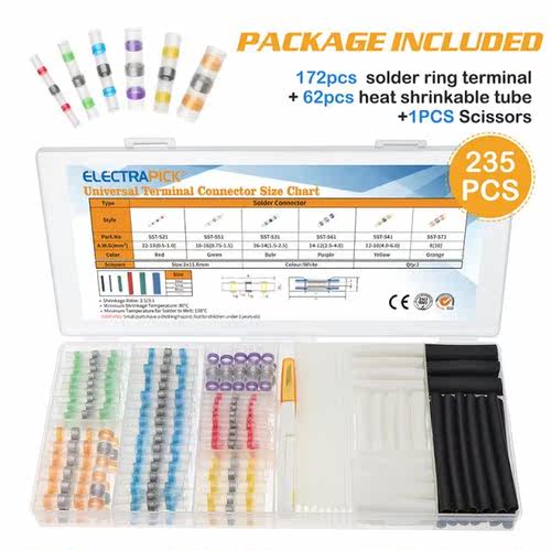 235pcs Waterproof Solder Sleeve Seal Wire Connectors Heat Sh