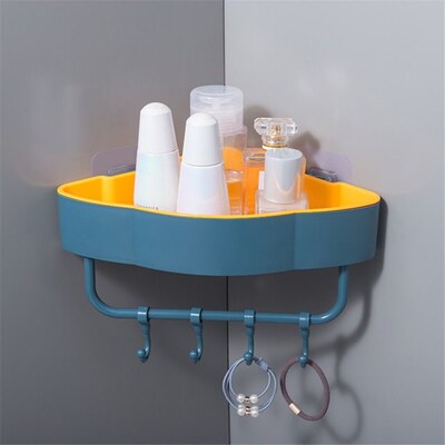 Punch Free Wall Corner Bathroom Shelves Shelf With Hook Bath