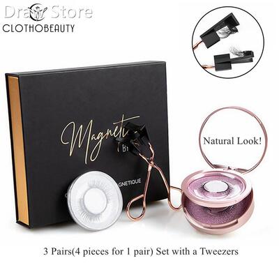 3 Pairs Magnetic Eyelashes Set,Magnetic Lashes with Applicat
