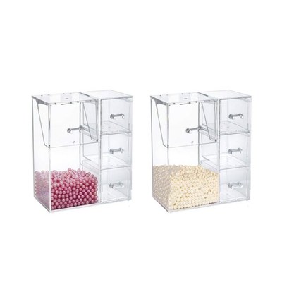 Makeup Brush Holder with Dustproof Lid Drawer Box Free Pearl