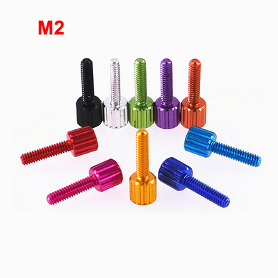 5PCS M2 Aluminum Alloy Knurled Thumb Screws Round Flat Head