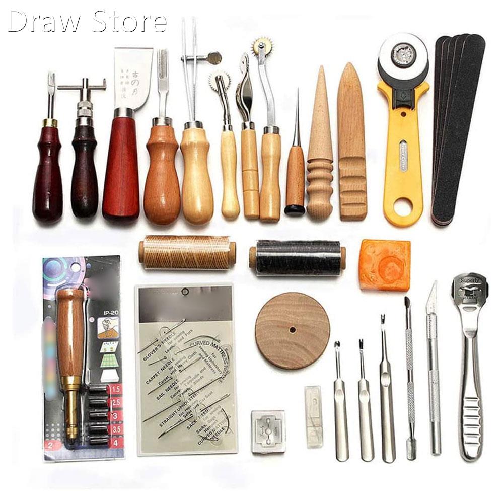 37PCS Professional Leather Craft Tools Kit Hand Sewing Stitc