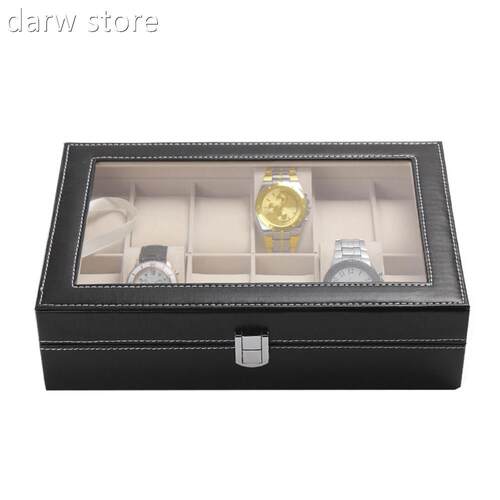 Htot Sales 12 Slot Faux LaBther Watch ox Wrist Wach Dis1plea