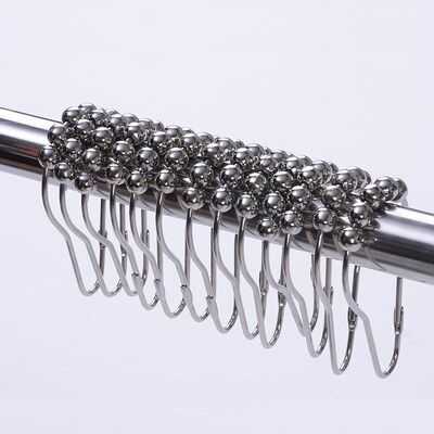 Curtain Hooks 12 PCS Stainless Steel Sturdy Bath Rollerball