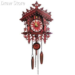 Wood Clock Vintage Wooden Wall Cuckoo Clock Swinging Pendulu