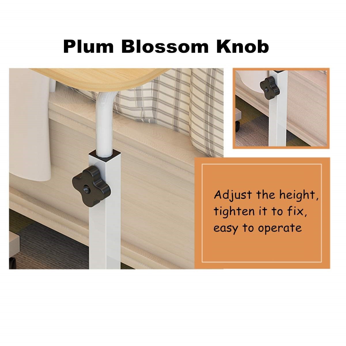 4 Wheels Adjustable Height Computer Desk Beside Laptop Desk